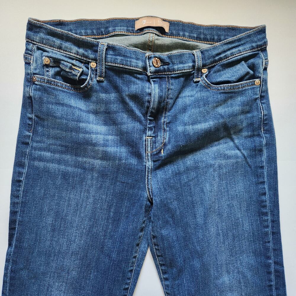 7 For All Mankind B(air) Dojo Jeans SZ 32 Bootcut Flare Stretch Blue Denim Pants - Picture 5 of 16